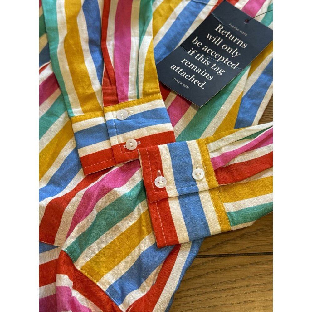 Tuckernuck Callahan Dress XS Rainbow Stripe Mini Dress size Cotton Linen Blend - Picture 15 of 16